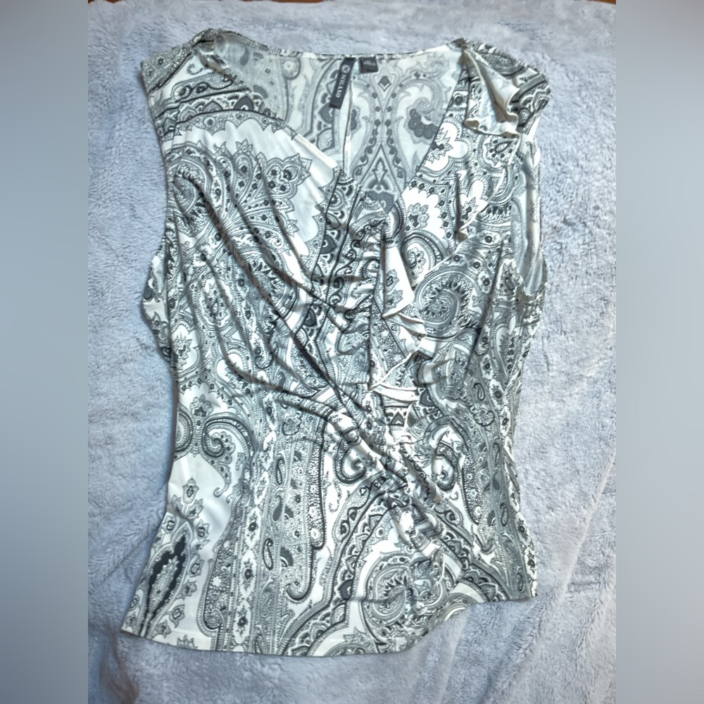 Milano Paisley Print Top - Black and White